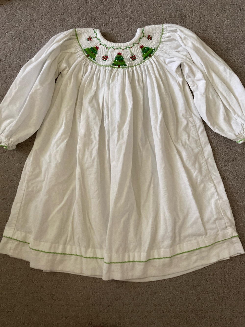 🎄 Zuccini smocked Christmas tree corduroy dress, 4T.
